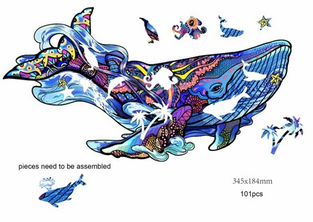 Blue Whale :: Rainbow Wooden Puzzle