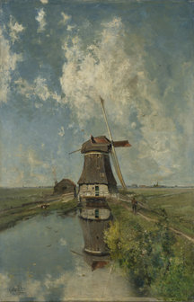 Een molen aan een poldervaart :: Constantin Gabriel