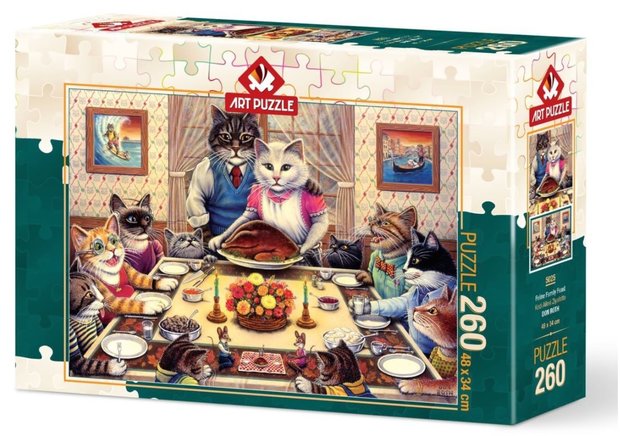 Feline Family Feast :: Art Puzzle