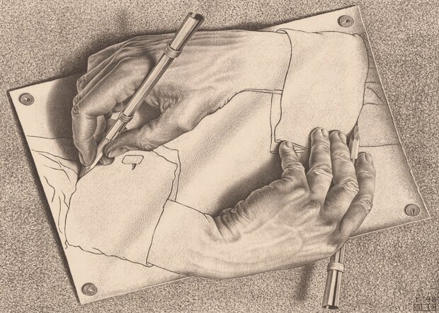 Tekenende handen :: M.C. Escher