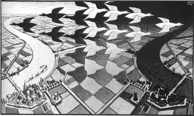 Dag en Nacht :: M.C. Escher