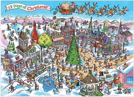 Cobble Hill 1000 - DoodleTown: 12 Days of Christmas