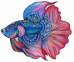 Rainbow Wooden Puzzle: Fighting Fish